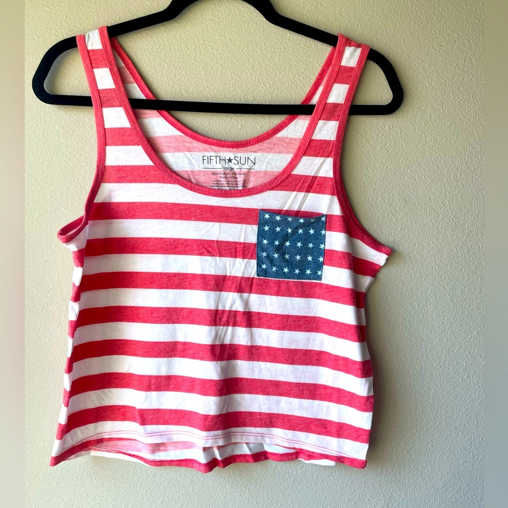 Fifth⭐️Sun. Size Large. American Flag crop tank.